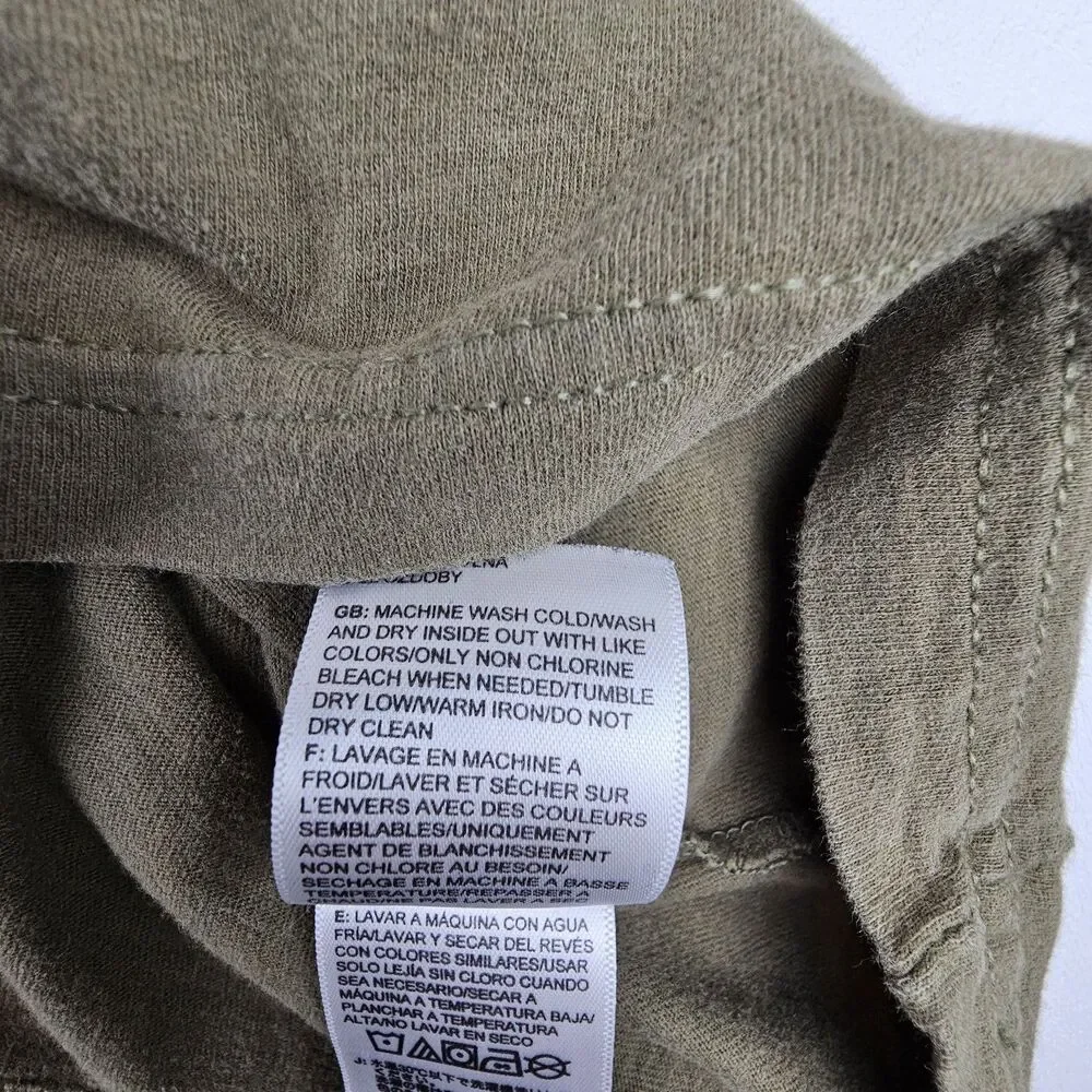 The North Face Mens Large Long Sleeve T Shirt Olive Green Logo Sleeve Graphic